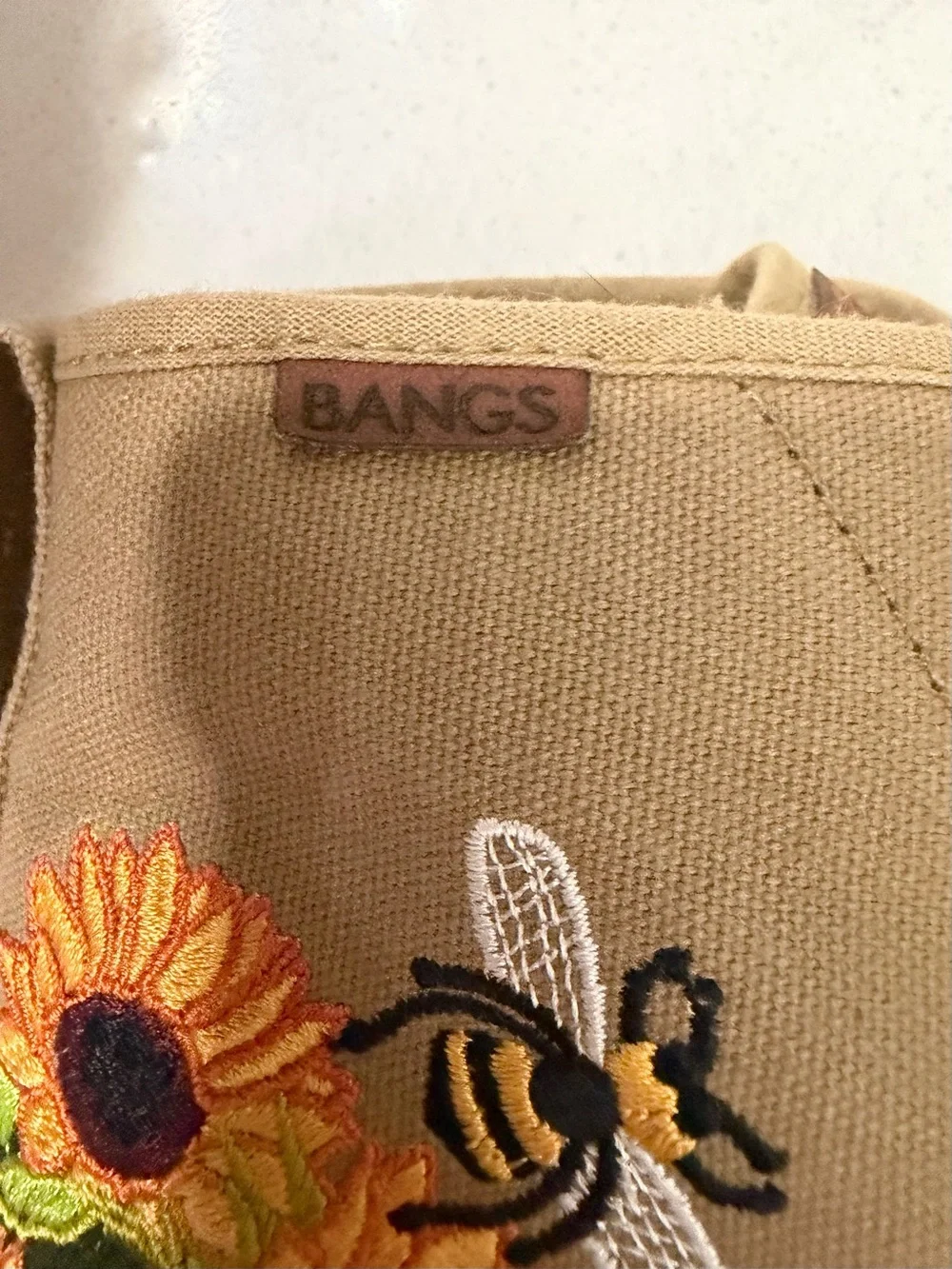 BANGS Shoes Old Pine Sunflower Embroidered Canvas High Top Sneakers, Women’s 8